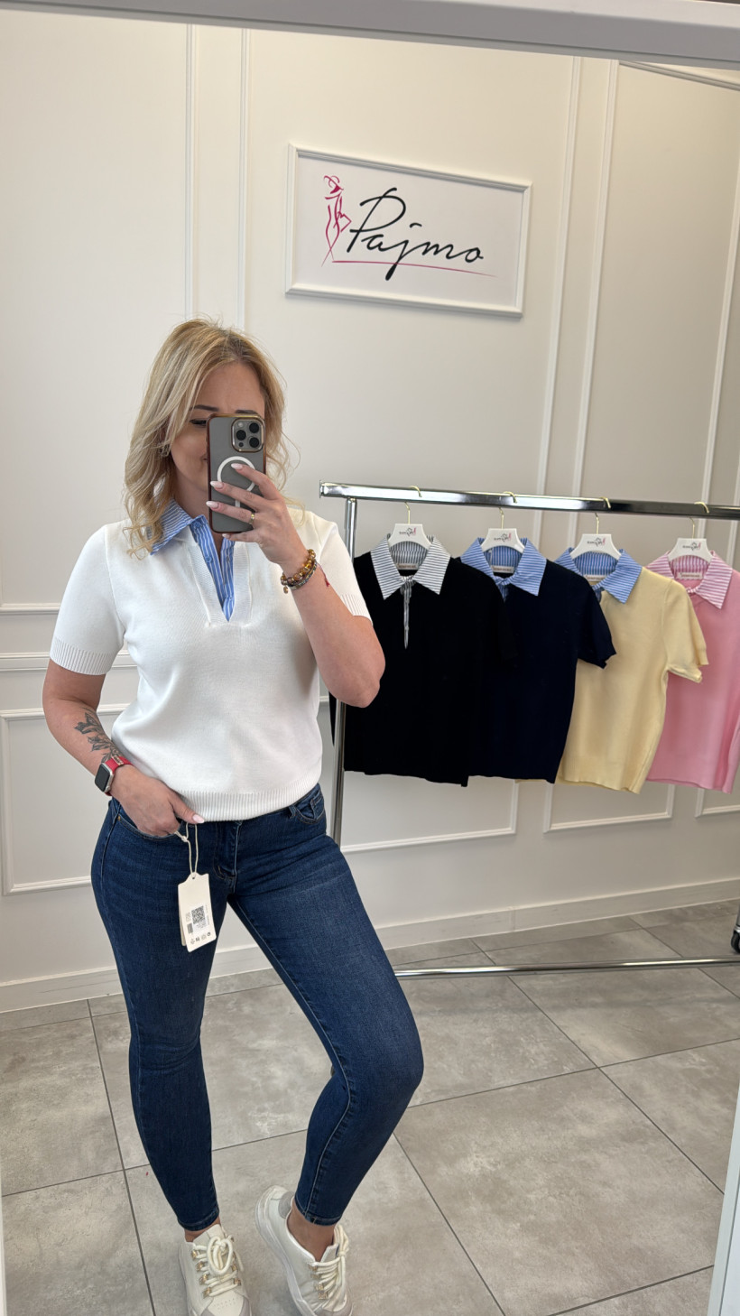 Sweter z kołnierzykiem w pasy 14306