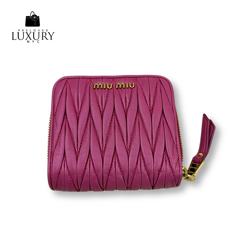 MIU MIU Matelasse Short Wallet Pink