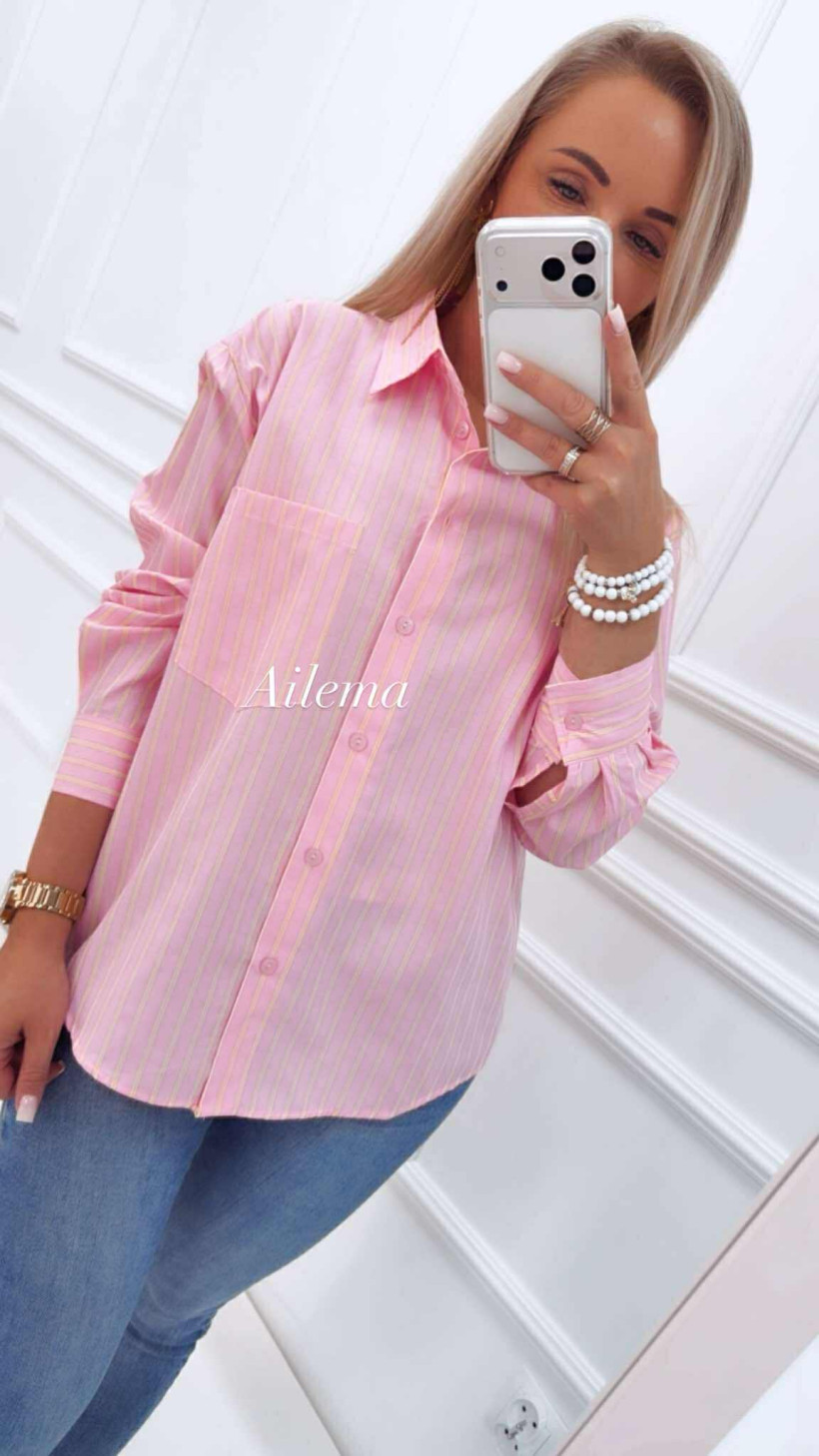 Koszula oversize deppot 4890 w paski zapinana na guziki 