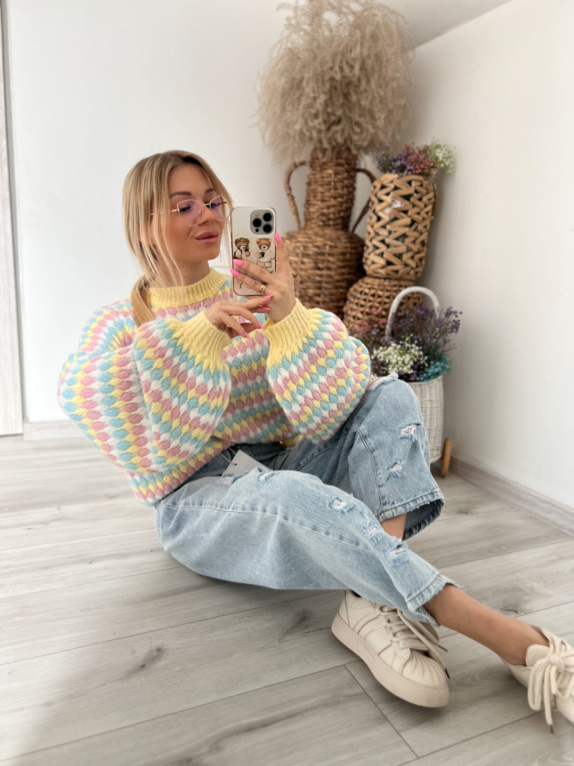 Sweter ROMB PASTELE
