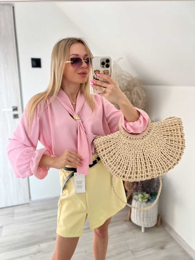 Bluzka z krawatem-puder