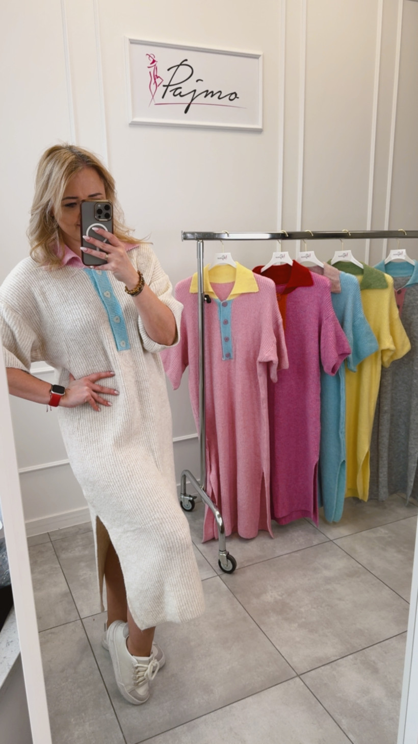 Sukienka sweterkowa z kołnierzykiem 14336