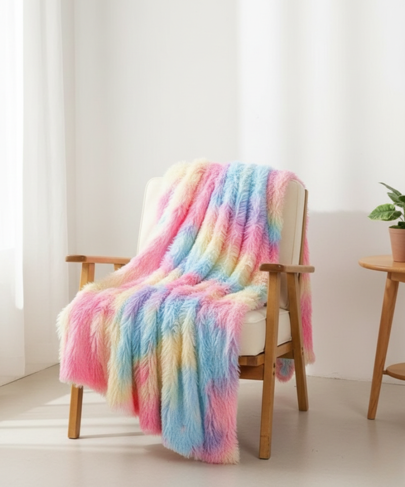 Koc tęczowy narzuta Rainbow multicolor 190x200cm