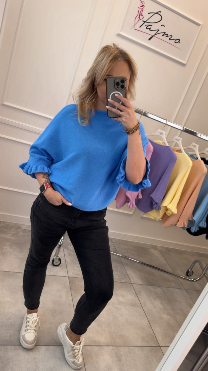 Sweter nietoperz rękaw falbanka 14341