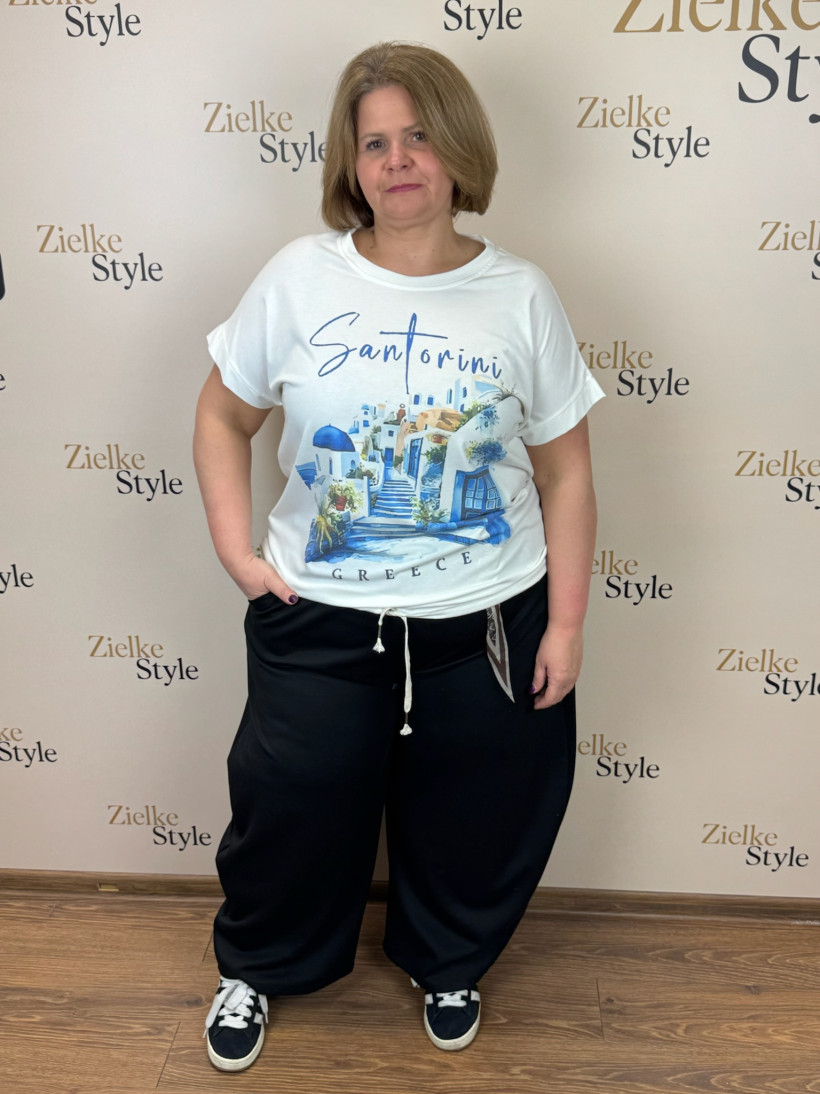 Italia nr 8 - Bluzka jednokolorowa wiązany dół, wzór miasto - 8657 - miasto