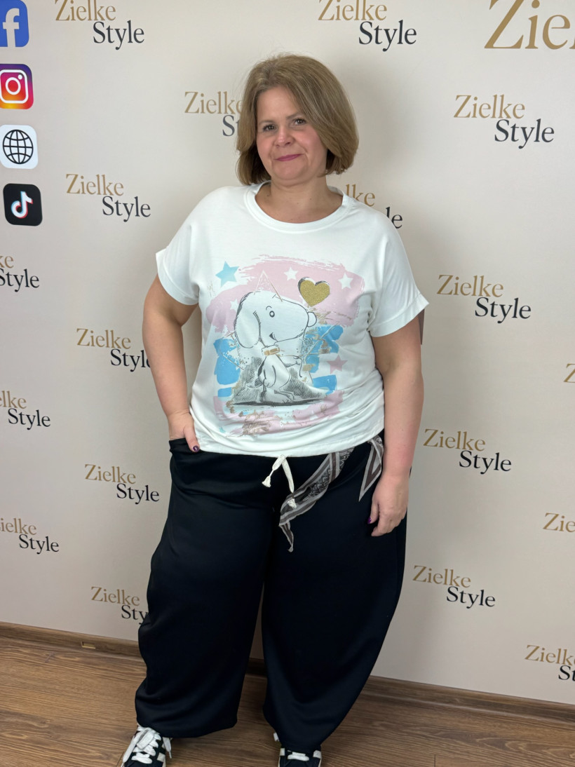 Italia nr 8 - Bluzka jednokolorowa wiązany dół, wzór snoopy- 8657 - snoopy