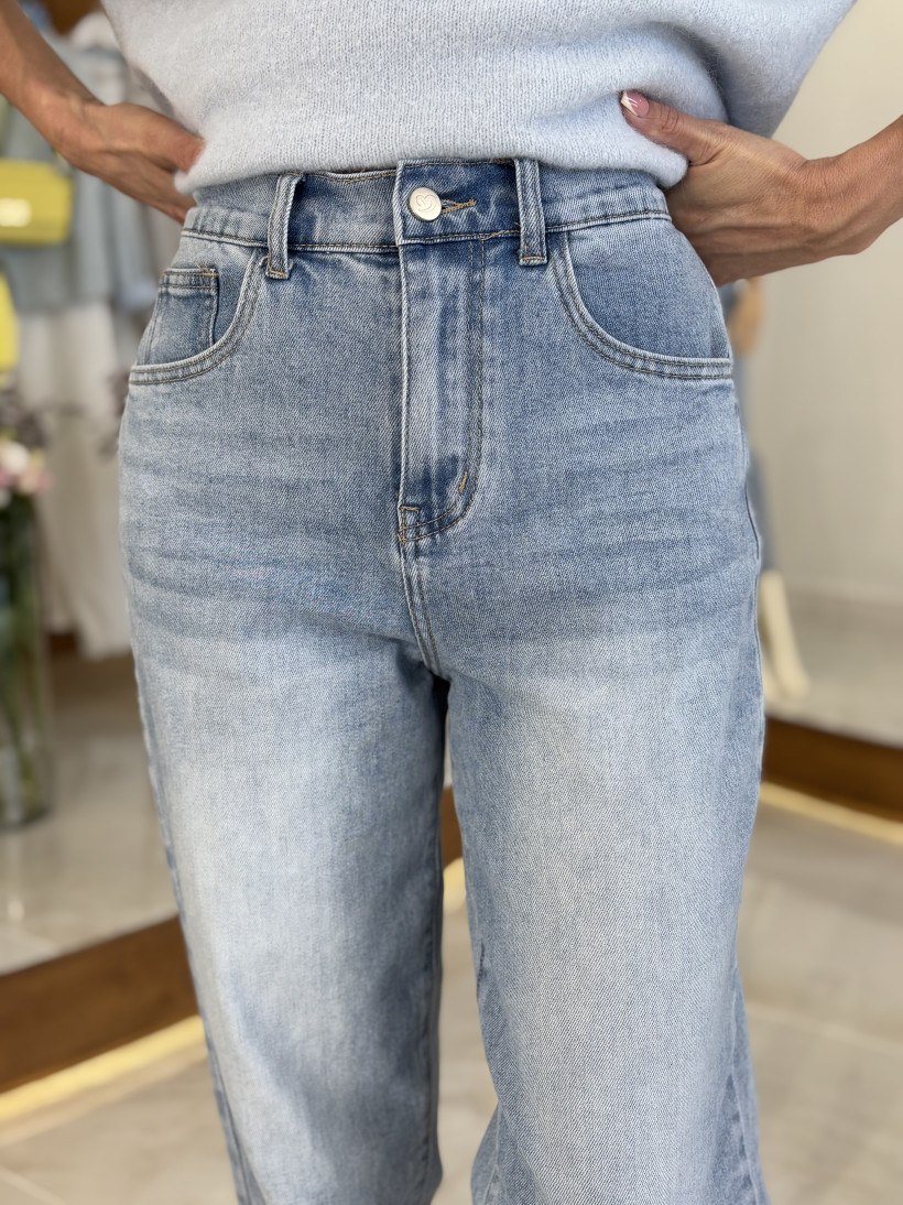 spodnie JEANS guma w talii - NIEBIESKIE