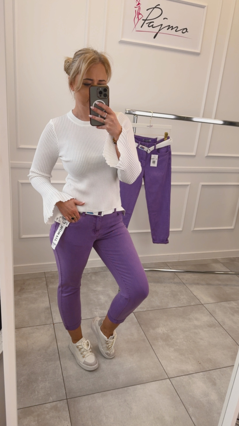 Spodnie fit mom wrzos 14352