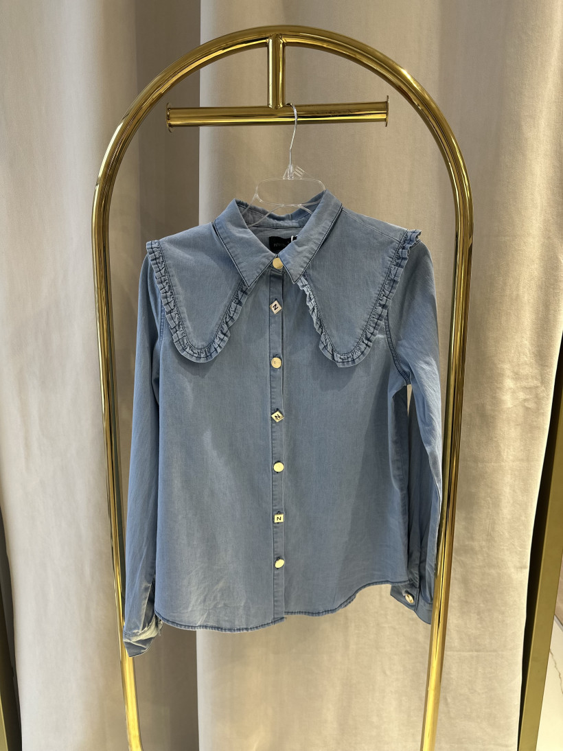 MONDAY KOSZULA JEANS Z OZDOBNYM KOŁNIERZEM