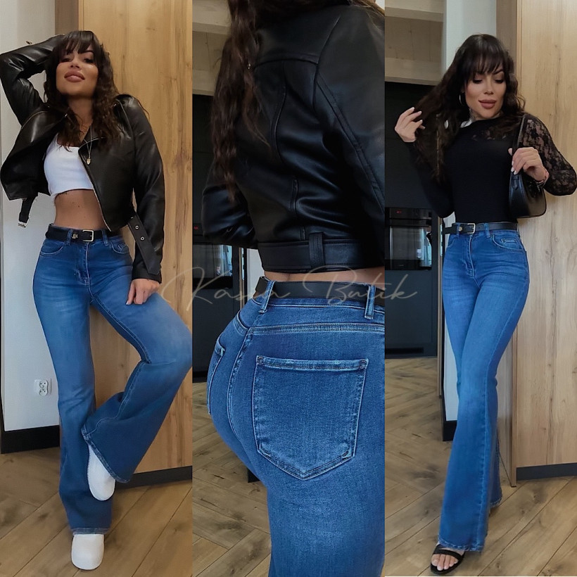 Jeansy Skinny Flare I8 Ciemnoniebieskie