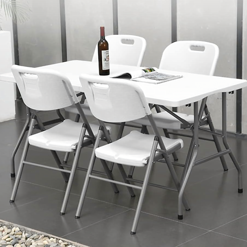 Komplet Krzeseł Cateringowe Ogrodowe Składane Turystyczne na Piknik Białe 4 sztuki