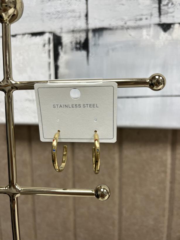 OKRĄGŁE - biżuteria kolczyki stal nierdzewna kółka duże z kamykami