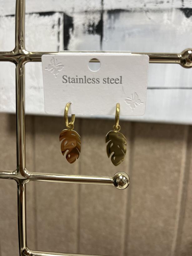 LIŚCIE - biżuteria stal nierdzewna kolczyki liście