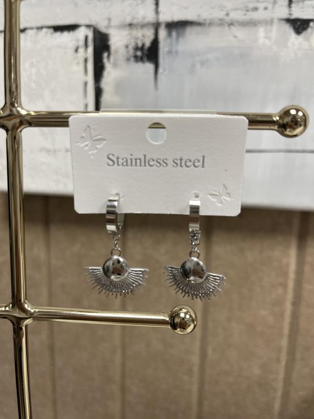 SŁOŃCE SREBRNE - biżuteria stal nierdzewna kolczyki słońce