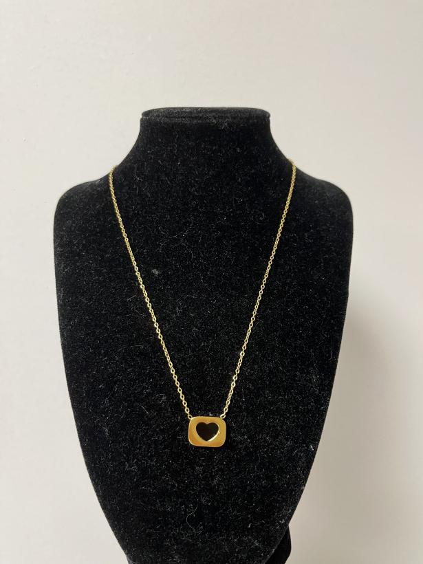 SERCE - biżuteria naszyjnik czarne serce w prostokącie