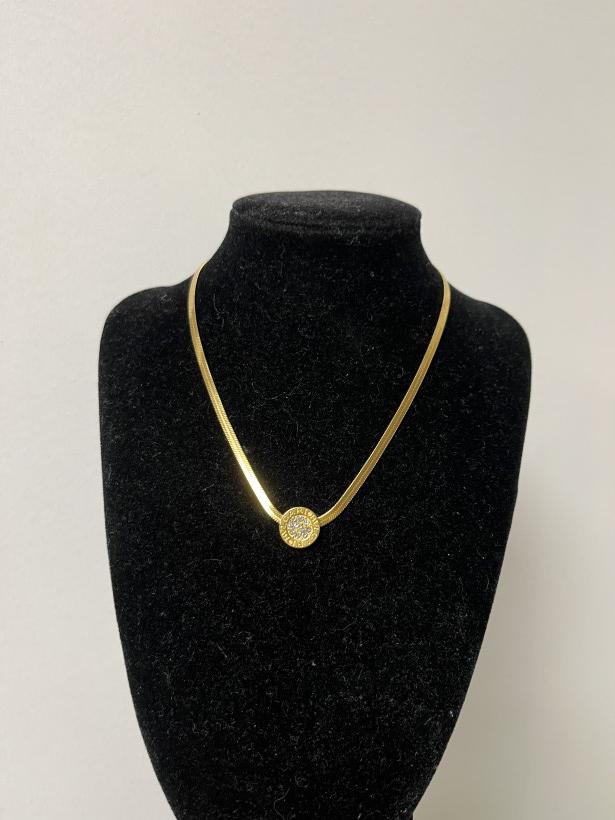 ŻMIJKA - biżuteria stal nierdzewna naszyjnik grubsza żmijka z kółkiem z cyrkoniami