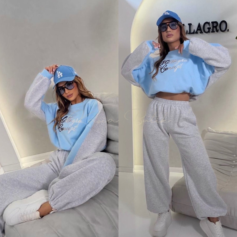 Komplet Bawełniany Millagro Concept Jasnoszaro-Błękitny