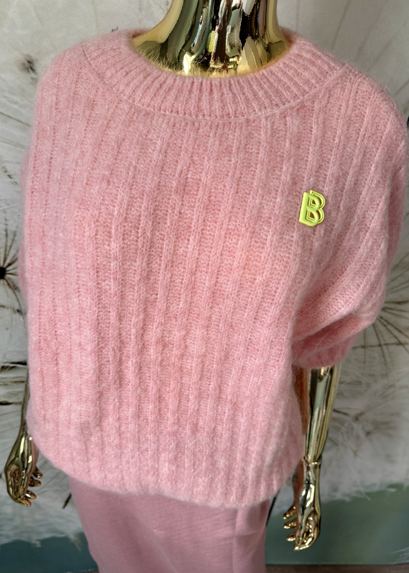 Sweterek kid-moher krótki rękaw z broszką BB Minouu