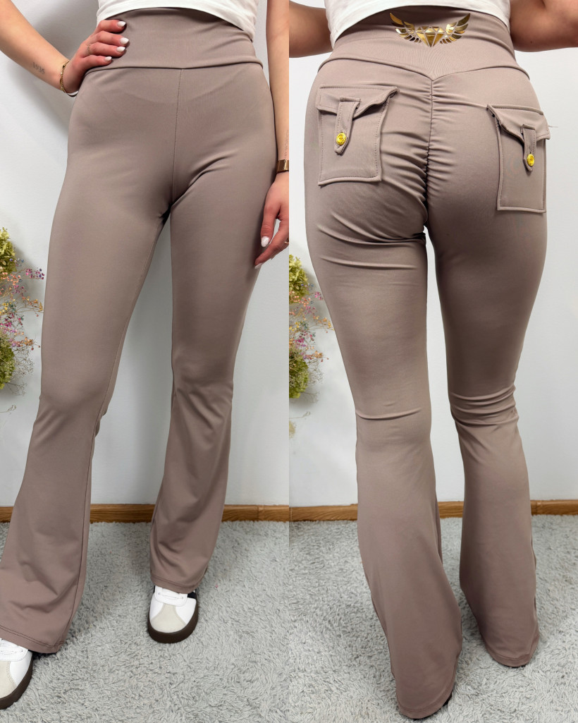 Legginsy 109 dzwony, kieszonki 3D