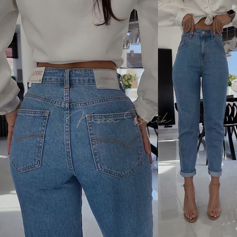 Spodnie Jeansowe Mom Fit Adoro A’La Levis Niebieskie