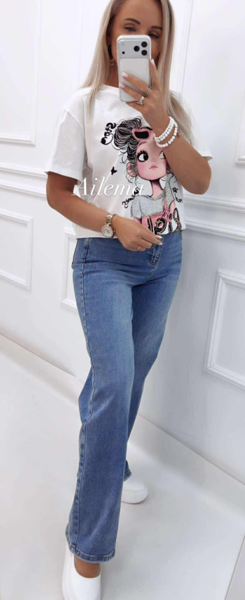 Jeansy M Sara BQ2912-4 prosta nogawka z paskiem serduszka