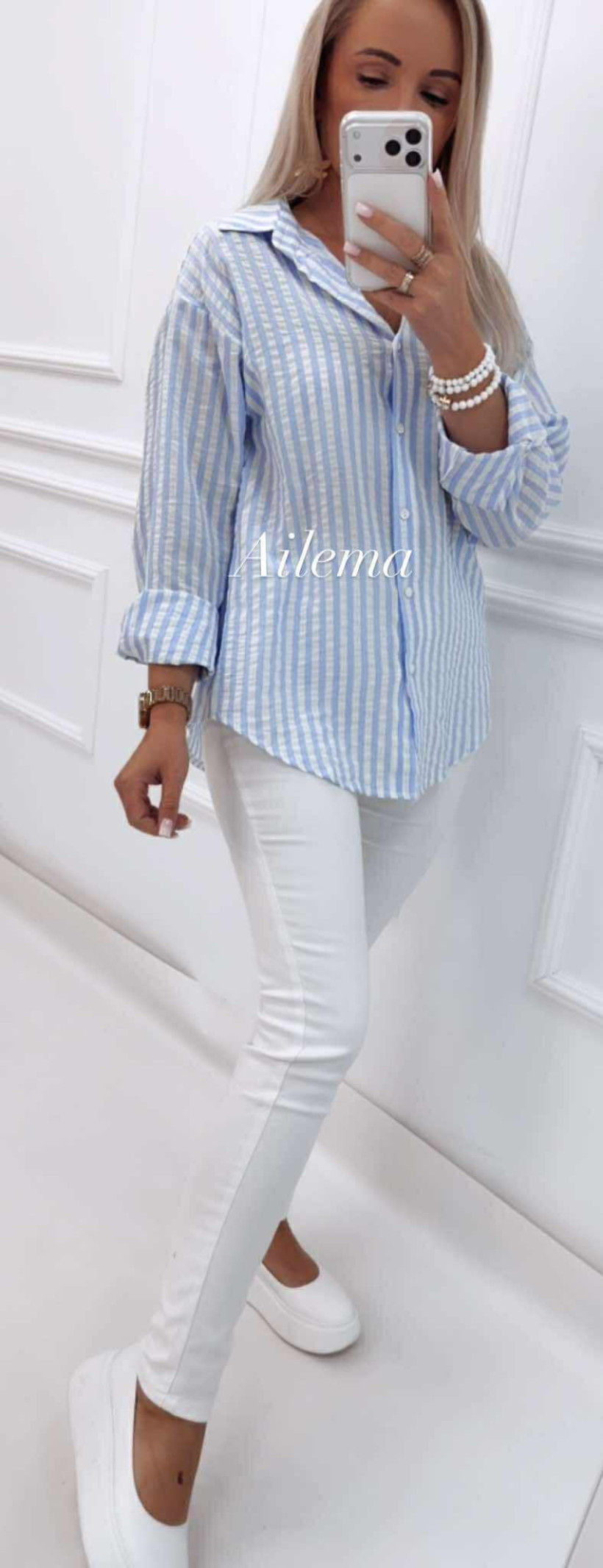 Jeansy GOODIES białe Q552-2 wysoki stan second skin