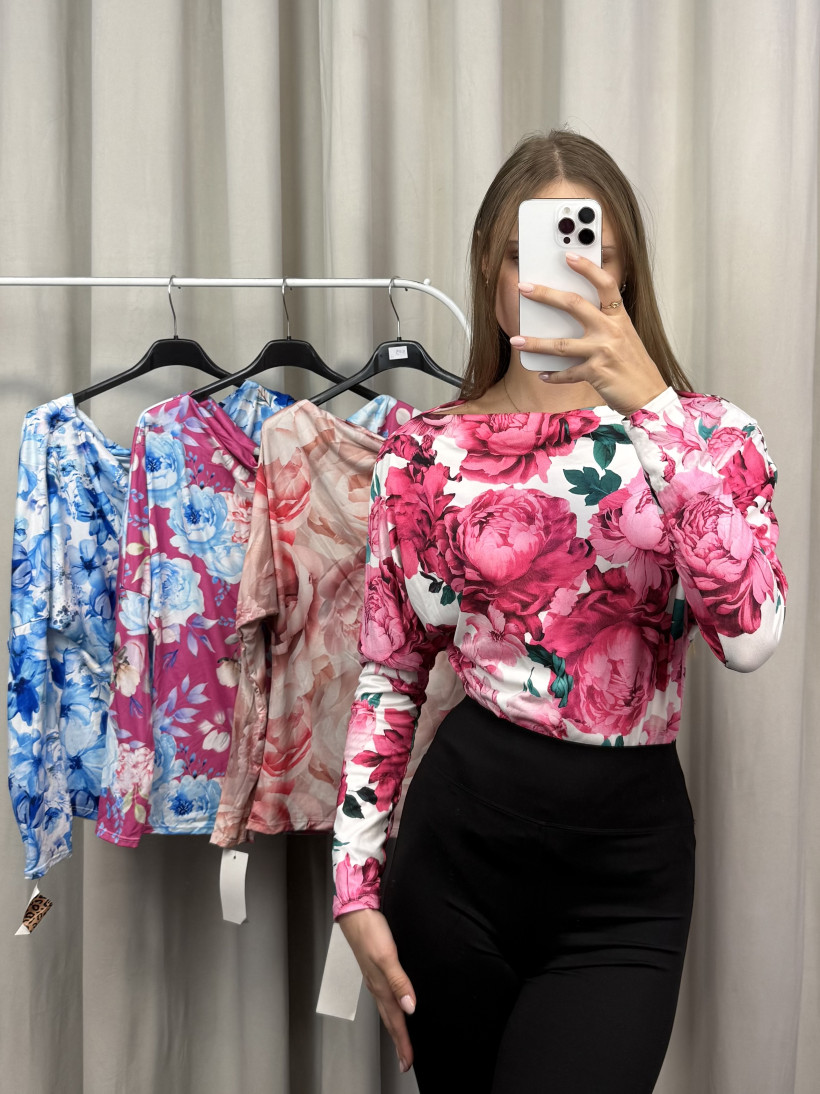 Bluzka łódeczka kwiaty 