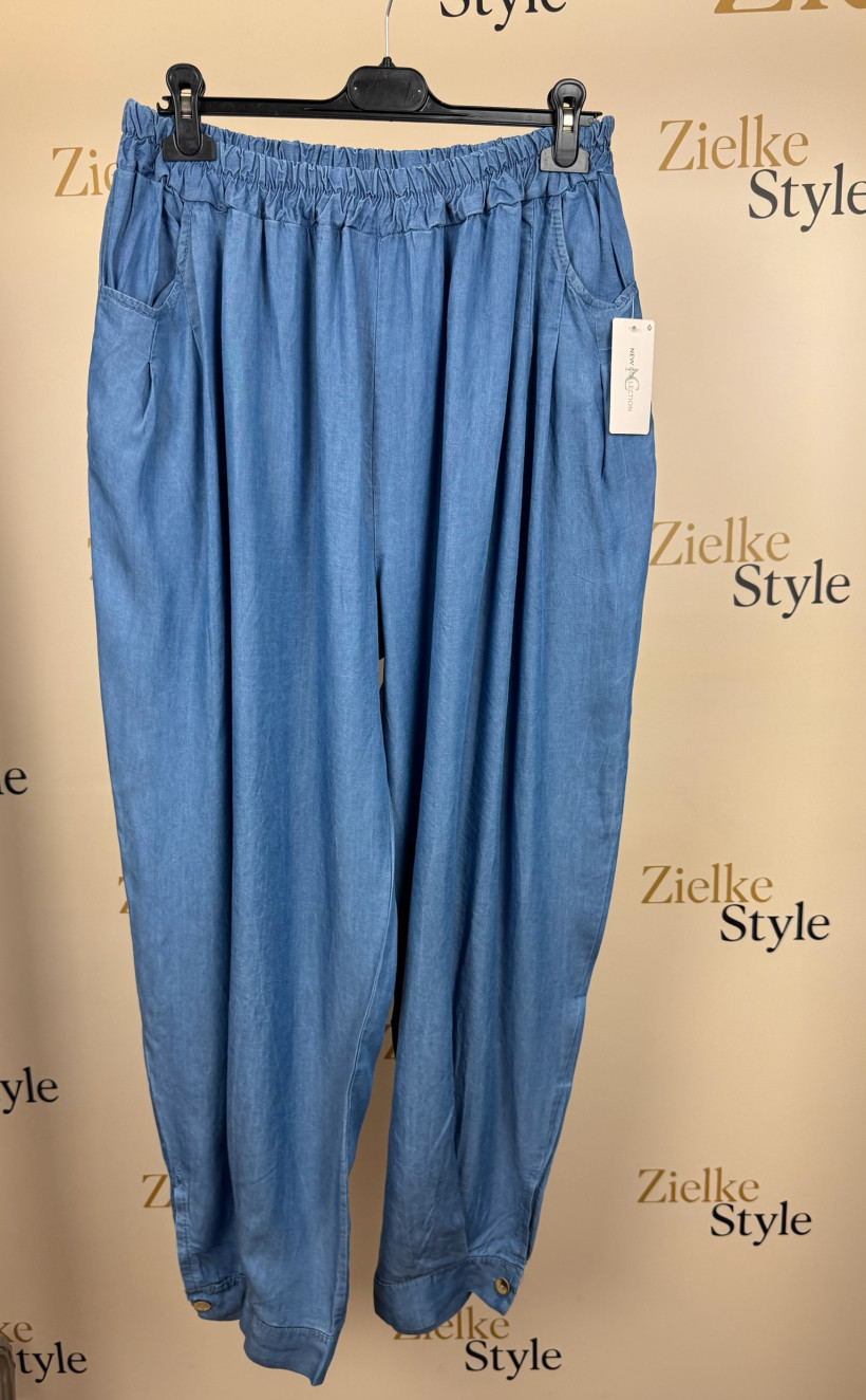 Italia nr 8 - Spodnie jeansowe z mankietem na dole  na guzik - 661447 - ciemne