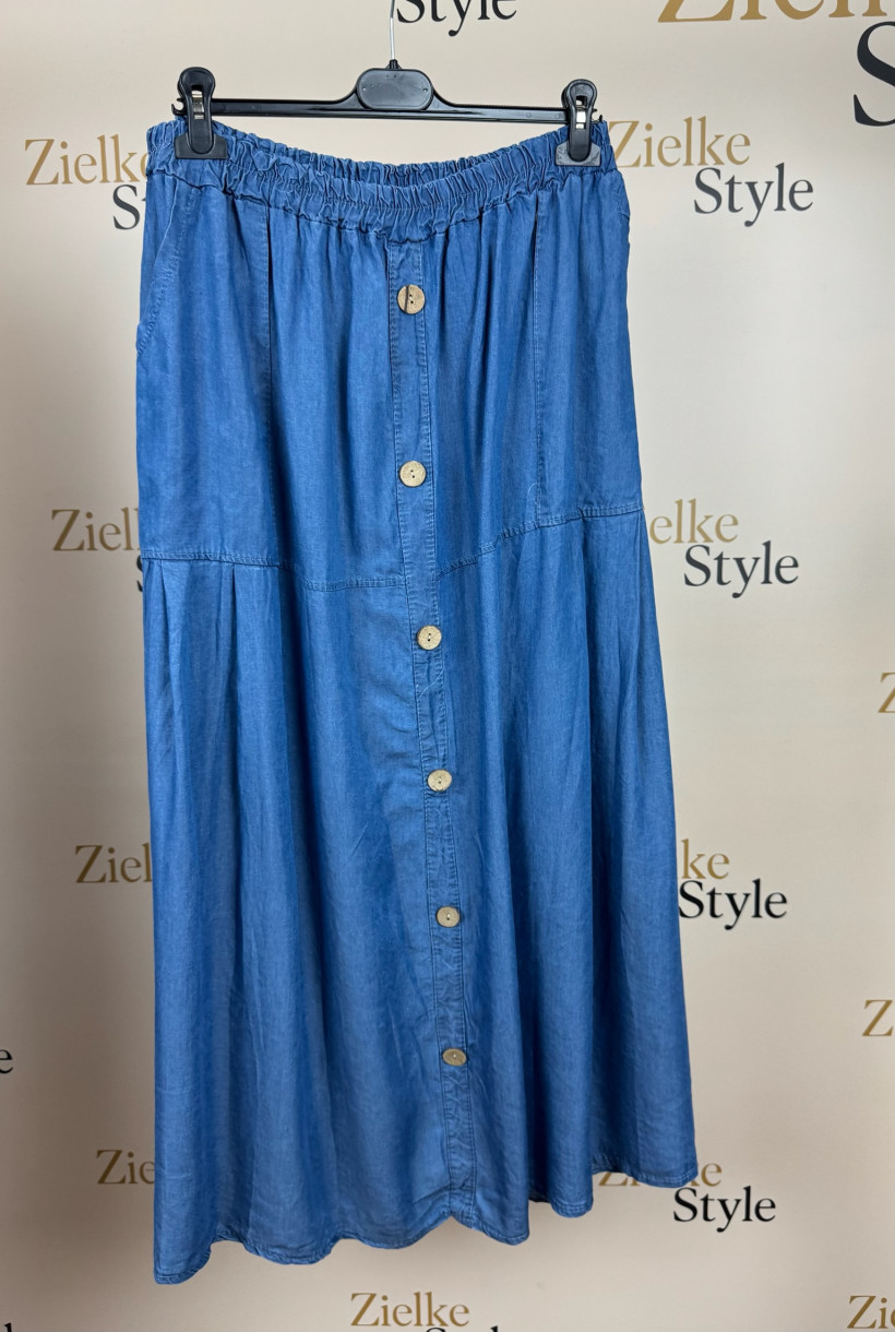 Italia nr 8 - Spódnica jeansowa na gumie, guziki - 661470 - ciemna