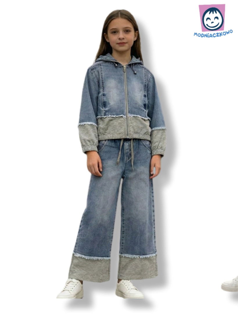 Komplet Jeans szara wstawka