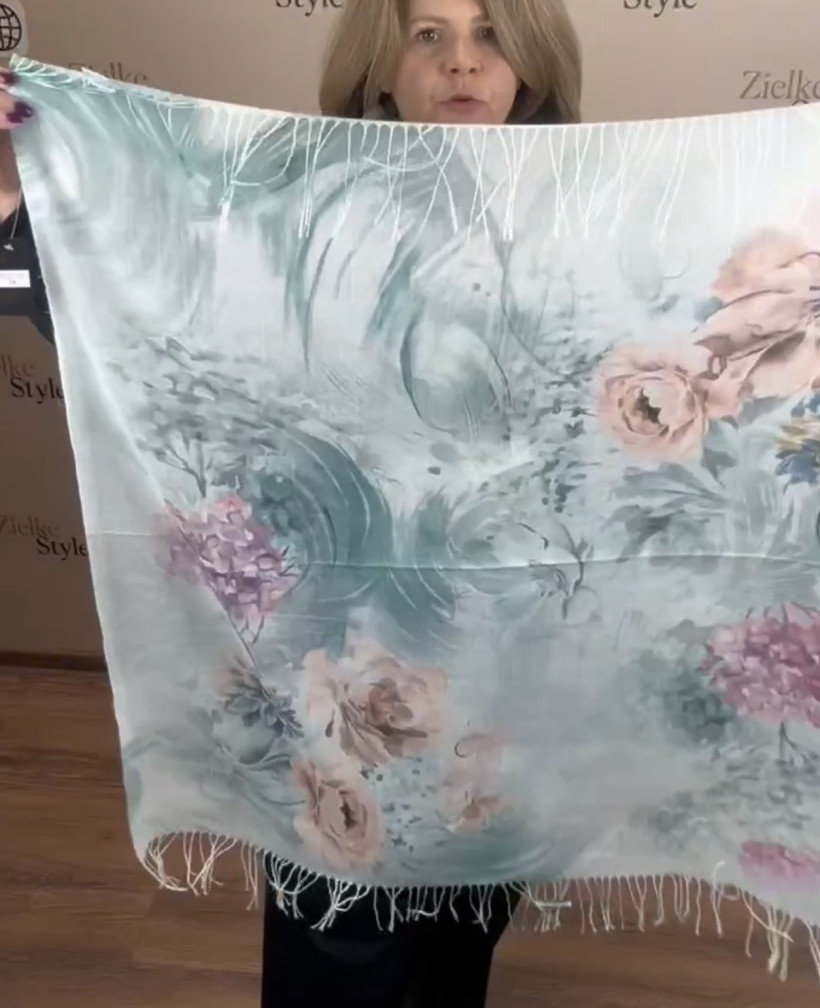 Chusta z frędzlami, kwiaty, rcc - 35 - 8