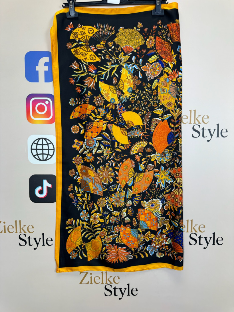 Chusta wzorzysta, wachlarze, mdb - 50B - czarna