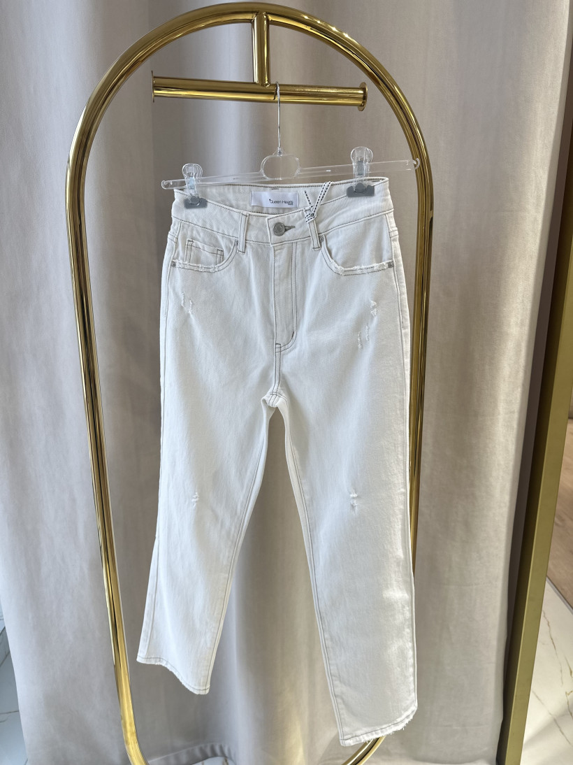 QH SPODNIE JEANS ŚMIETANA MOM FIT