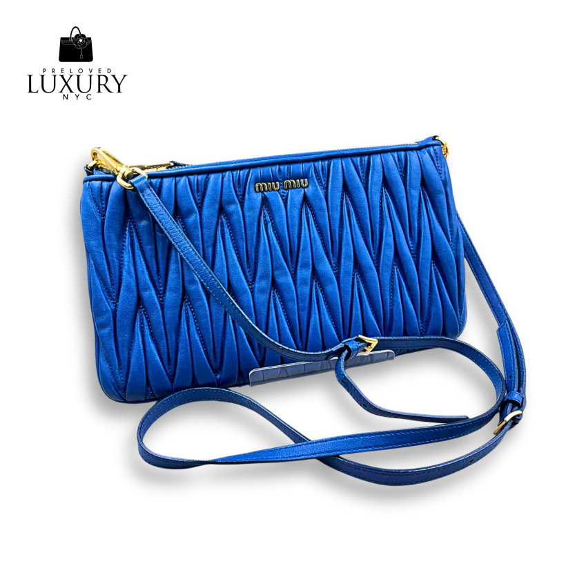 MIU MIU Matelasse Shoulder Bag Blue