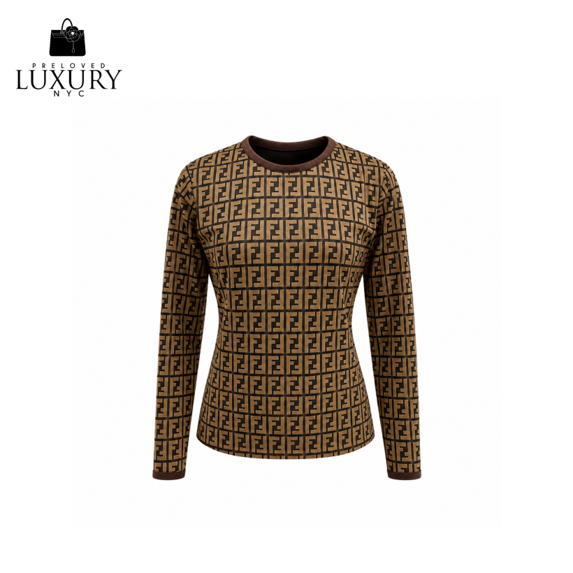 FENDI Vintage Zucca Monogram Long-Sleeved Sweater