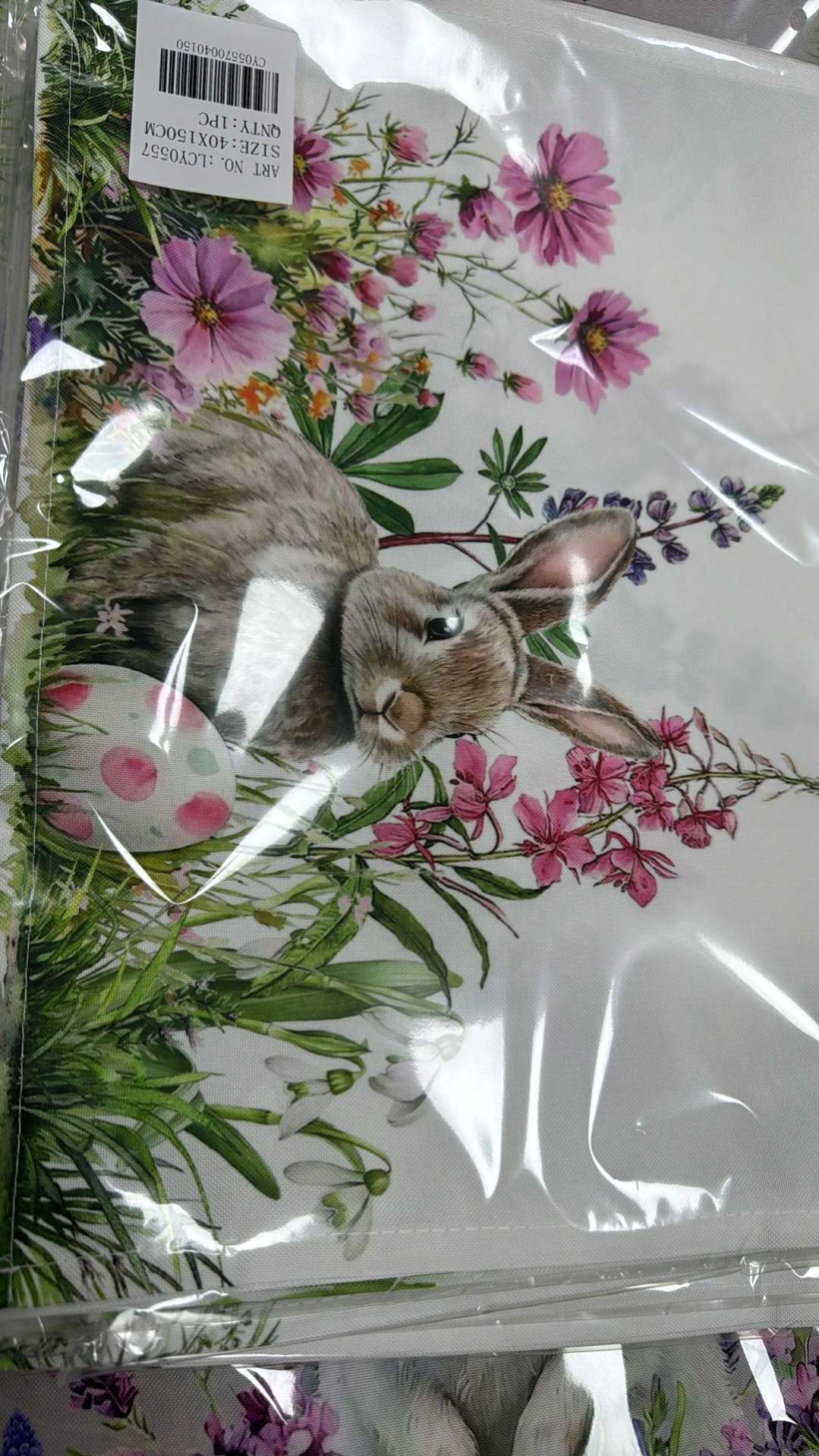 Obrus wielkanocny, szarfa 40/150 - 0557 //0556 - biały z różem