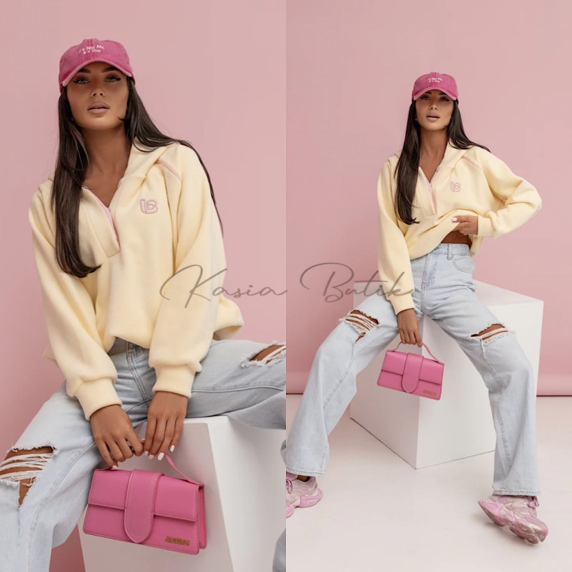 Bluza Polarowa Loom Cytrynowa z Różem