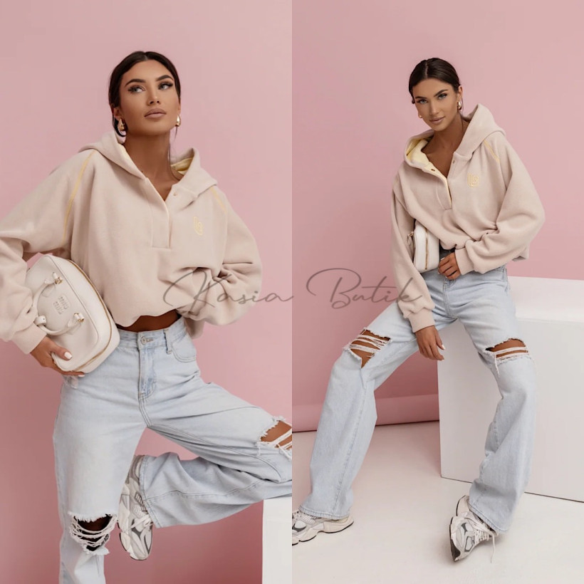 Bluza Polarowa Loom Beżowa z Cytryną