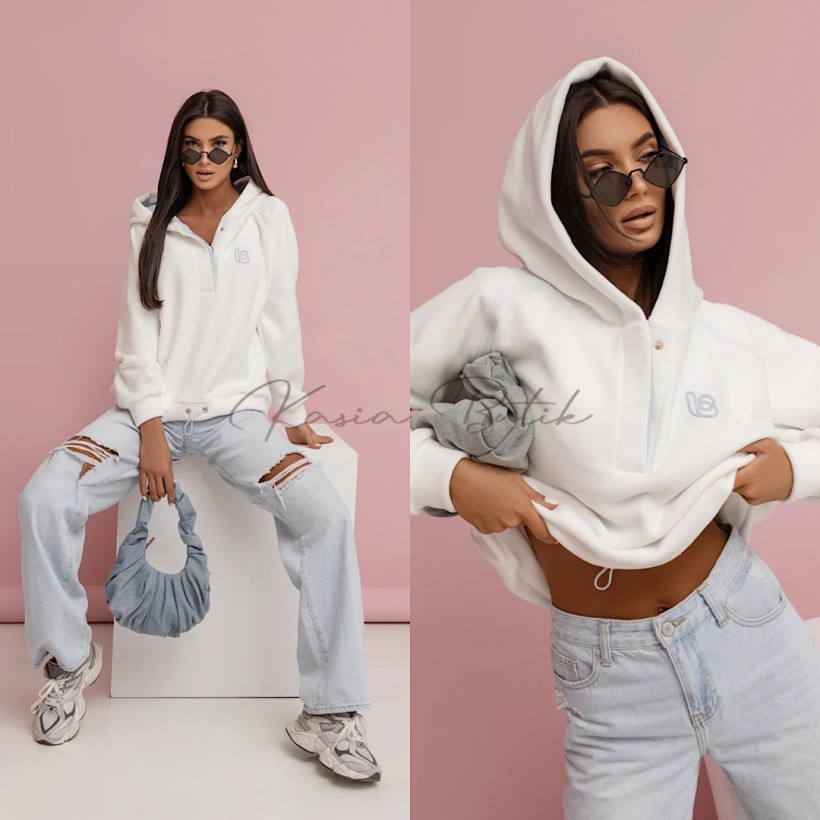 Bluza Polarowa Loom Śmietankowa z Baby Blue