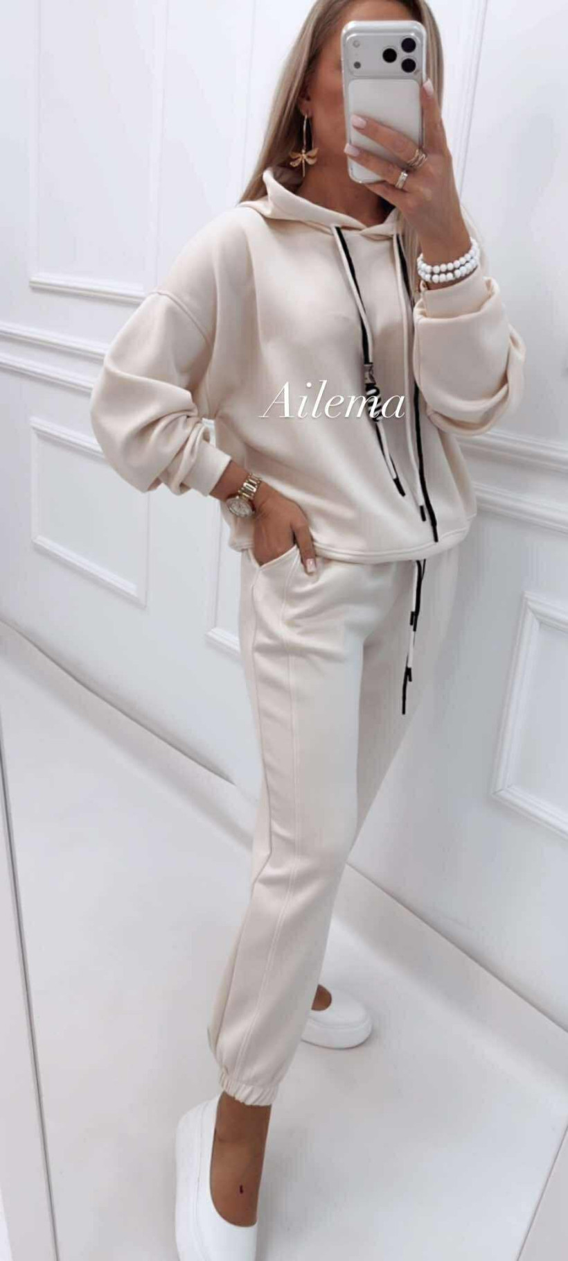 Komplet Azara bluza z kapturem km46 i spodnie ze ściągczem