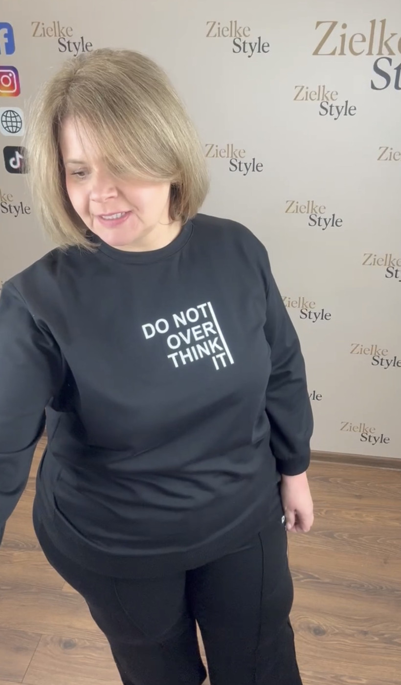 Komplet bluza + spodnie szeroka mnogawka  na gumie jednokolorowe, ww - 933 - czarny