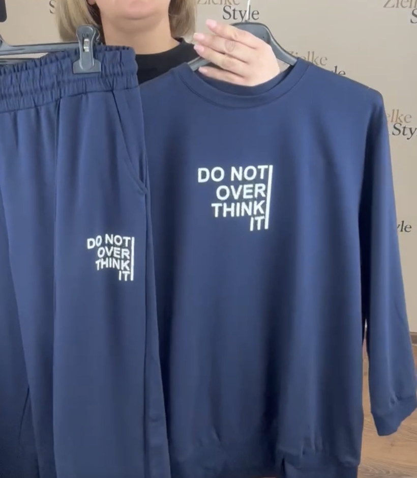 Komplet bluza + spodnie szeroka mnogawka na gumie jednokolorowe, ww - 933 - granat