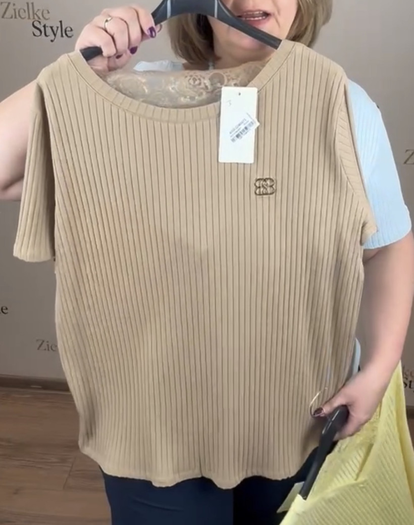 Bluzka szeroki prążek, koronka w tyle, ww - 0073 - fango