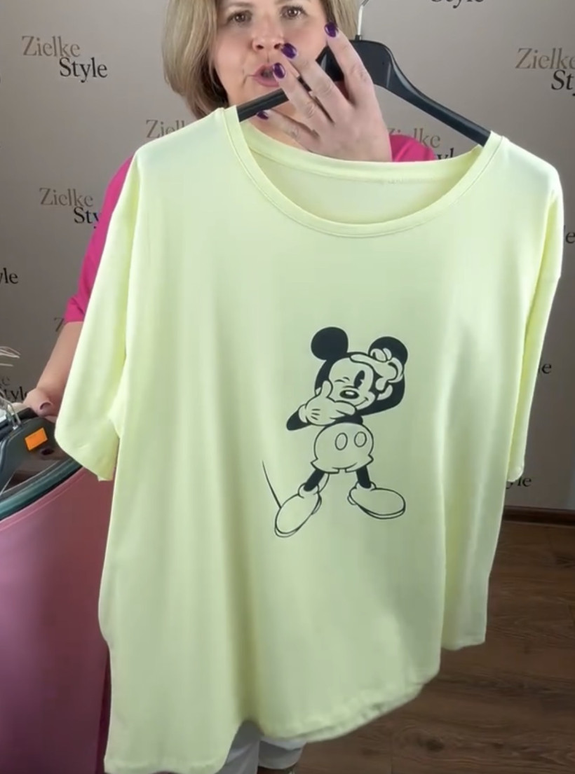 Bluzka/Tunika jednokolorowa z kieszeniami, myszka miki, ww - 5510 - żółta