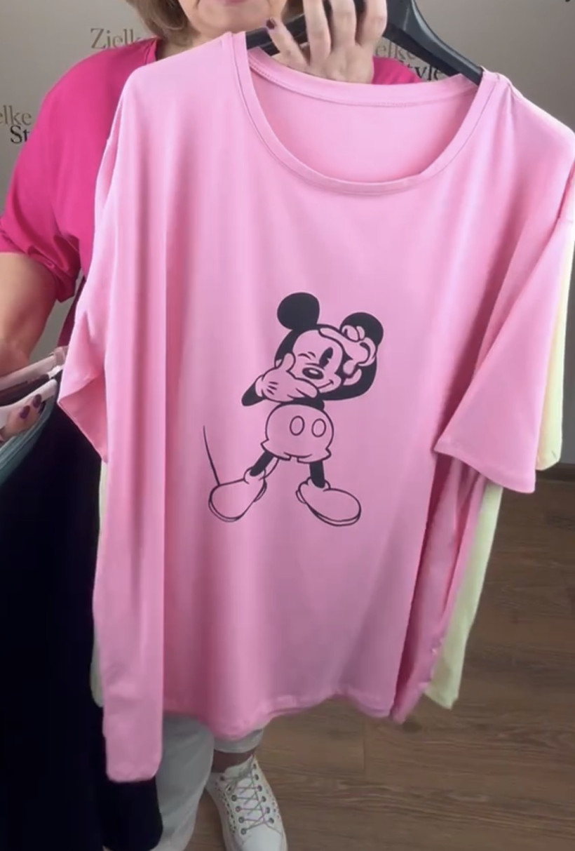 Bluzka/Tunika jednokolorowa z kieszeniami, myszka miki, ww - 5510 - puder