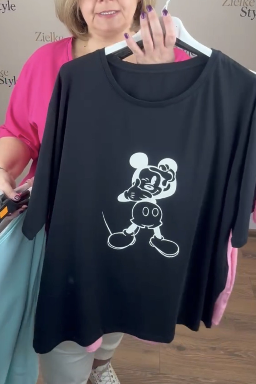 Bluzka/Tunika jednokolorowa z kieszeniami, myszka miki, ww - 5510 - czarna