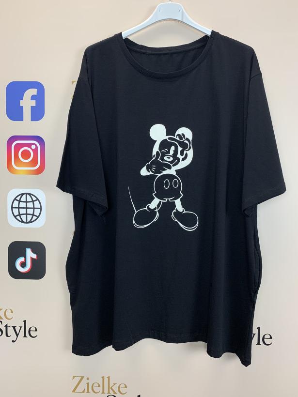 Bluzka/Tunika jednokolorowa z kieszeniami, myszka miki, ww - 5510 - czarna