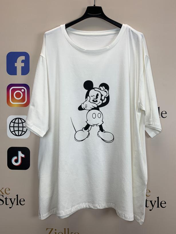 Bluzka/Tunika jednokolorowa z kieszeniami, myszka miki, ww - 5510 - biała