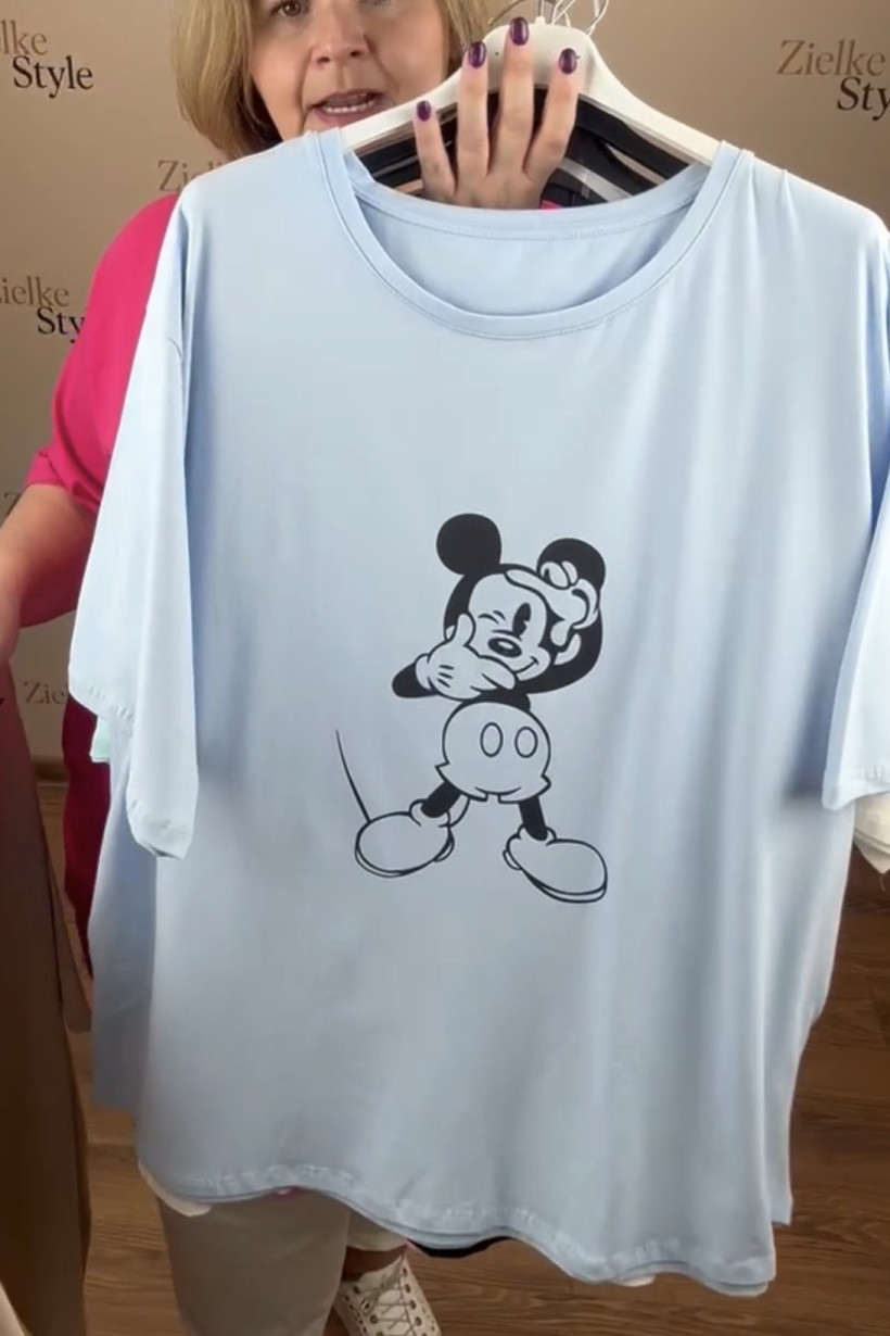 Bluzka/Tunika jednokolorowa z kieszeniami, myszka miki, ww - 5510 - błękit