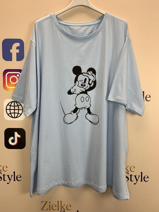 Bluzka/Tunika jednokolorowa z kieszeniami, myszka miki, ww - 5510 - błękit